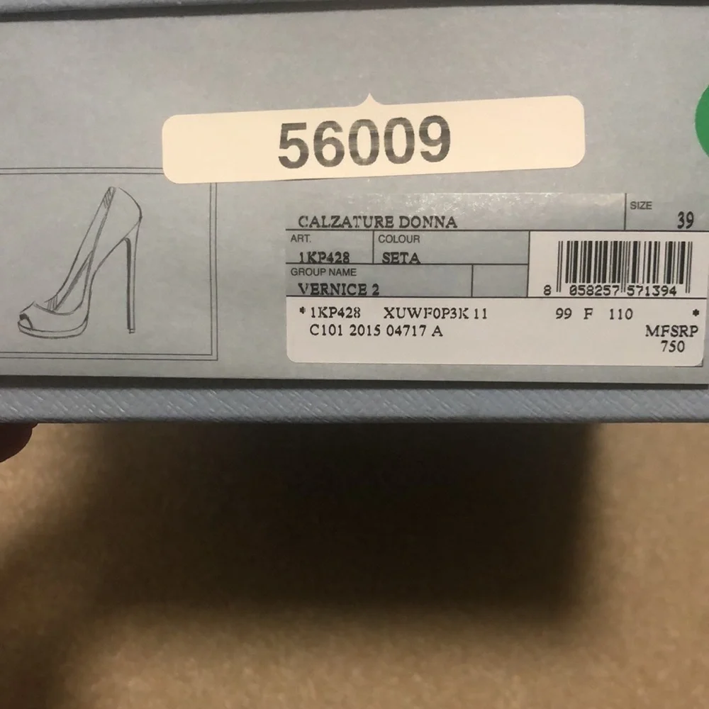 PRADA Nude Patent Leather Platform Peep Toe Pumps size 39